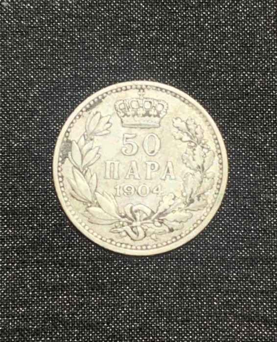 Moneda 50 para 1904 argint Serbia