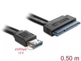 Cablu eSATAp 12V la SATA 22 pini HDD 2.5/3.5&quot; 0.5m, Delock 84402