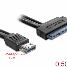 Cablu eSATAp 12V la SATA 22 pini HDD 2.5/3.5" 0.5m, Delock 84402