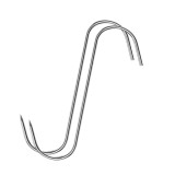 Cumpara ieftin Set 2 carlige de agatare, argintii 13.5 cm, grosime 3 mm, inox curbat forma S cu varf pentru perforare, pentru carne, preparate afumate si procesare
