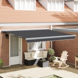 vidaXL Marchiză retractabilă automată portocalie și albă 350x250 cm