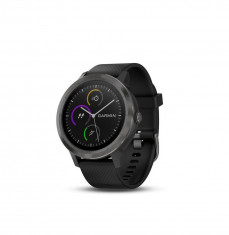 Ceas Smartwatch Garmin vivoactive 3, GPS, Slate, curea silicon neagra foto