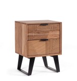 Noptiera lemn salcam otel negru Isar 44x35x58h