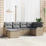 VidaXL Set de canapele pentru grădină cu pernă 6 pcs Bej, gri deschis