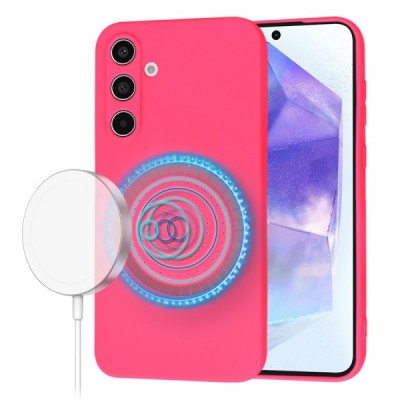 Husa MagSafe pentru Samsung Galaxy A55 5G A556, Techsuit, SoftFlex, Roz Inchis foto