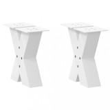 vidaXL Picioare Masuta Cafea X, 30x30cm, Otel Alb, Set 2 Buc, Ajustabile, Montaj Facil
