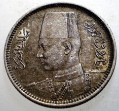 J.431 EGIPT EGYPT FAROUK 2 PIASTRES 1937 ARGINT