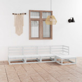Set mobilier de gradina, 5 piese, alb, lemn masiv de pin GartenMobel Dekor, vidaXL