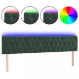 Cumpara ieftin Tablie de pat cu LED, verde inchis, 180x7x78/88 cm, catifea