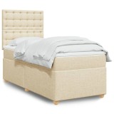 Cumpara ieftin Pat box spring cu saltea, crem, 90x190 cm, textil
