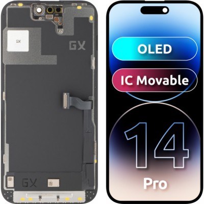 Display cu Touchscreen GX pentru Apple iPhone 14 Pro, cu Rama, Versiune OLED IC Movable, Negru foto