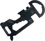 Cumpara ieftin Breloc multifunctional din otel inoxidabil, suport telefon, surubelnita, rigla, desfacator sticle, pentru camping si drumetii, negru, 3 x 7 cm