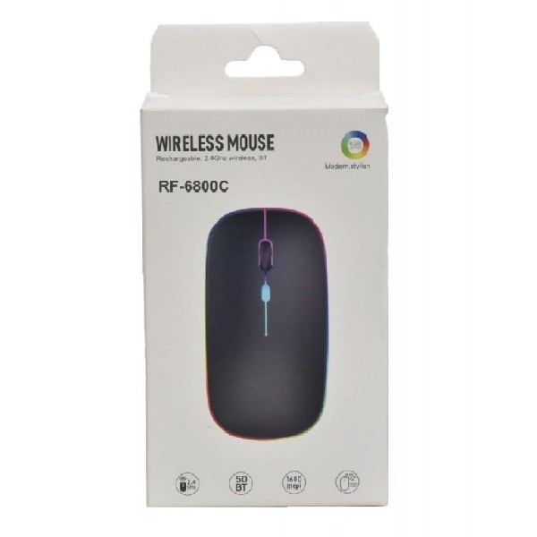 Mouse Optic RGB Dual Mode Wireless 2,4Ghz Bluetooth 5.0 RF 6800C 2F021 XXM