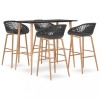 Set mobilier de bar, 5 piese, negru și gri