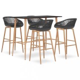 VidaXL Set mobilier de bar, 5 piese, negru și gri
