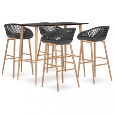 vidaXL Set mobilier de bar, 5 piese, negru și gri