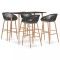 Set mobilier de bar, 5 piese, negru și gri