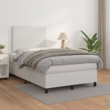 Cumpara ieftin Pat box spring cu saltea, alb, 120x200 cm, piele ecologică