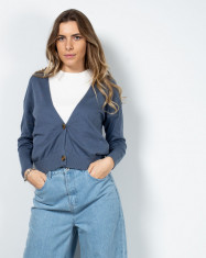 Cardigan din bumbac tricotat fin fara inchidere 22MKF02315 foto