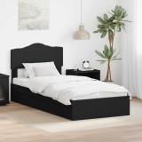 Cumpara ieftin Pat cu storage cu headboard Negru 90 x 190 cm Lemn compozit