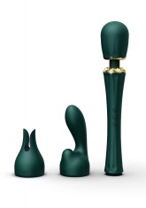 Vibrator Kyro Best Wand + 2 Atasamente Silicon Verde 29.1 cm foto