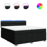 Cumpara ieftin Pat box spring cu saltea, negru, 200x200 cm, textil