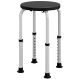 HOMCOM Taburet de Duș reglabil &icirc;n &Icirc;nălțime șezut de Duș Ergonomic Picioare antiderapante Capacitate Max. 136 Kg aluminiu HDPE Negru | Aosom Romania