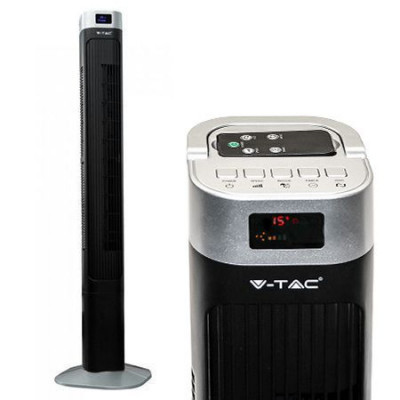 Ventilator tip turn, 55 W, 120 cm, 3 viteze, display, telecomanda, Negru foto