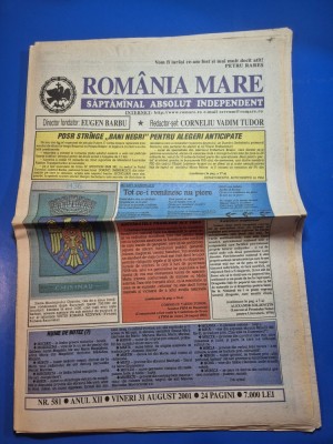 ziarul romania mare 31 august 2001 - redactor sef corneliu vadim tudor foto