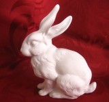 BIBELOU FIGURINA PORTELAN MAT BISCUIT REICHENBACH GERMANIA IEPURE IEPURAS