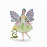 Papusa spiridus cu aripi Emily Pretty Fairy cu rochita galbena