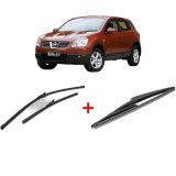 Cumpara ieftin Set 3 stergatoare NISSAN QASHQAI I (J10, NJ10) din 2006 - 2014, pentru parbriz si luneta fata si spate auto, Valeo Silencio, din cauciuc siliconat rez