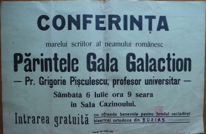 Conferinta Parintelui si scriit. Gala Galaction, recladirea bisericei din Buzias
