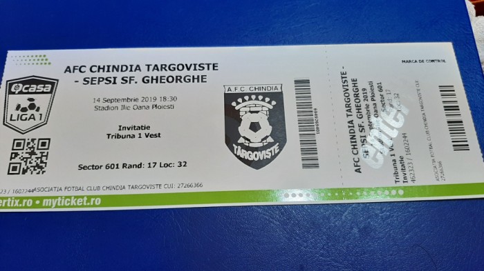 Invitatie Chindia Targoviste + Sepsi Sf. Gheorghe