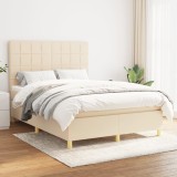 VidaXL Pat box spring cu saltea, crem, 140x200 cm, textil 3142334