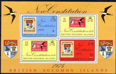 SOLOMON 1974, Heraldica, timbru / timbru, bloc neuzat, MNH foto