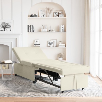 vidaXL Canapea extensibilă 3-in-1 Pull-Out Crem Catifea foto