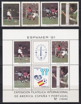 Argentina 1981-C M de Fotbal-Expo. Intern. de timbre ESPAMER &amp;#039;81,Serie+Bloc,MNH foto