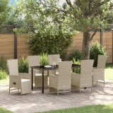 vidaXL Set de Scaune de Grădină &Icirc;nclinabile 7 pcs Bej 160 x 80 x 73 cm