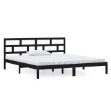 Cumpara ieftin Cadru de pat, negru, 140x190 cm, lemn masiv de pin