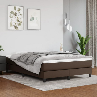 vidaXL Saltea de pat cu arcuri, maro, 140x190x20 cm, piele ecologică foto