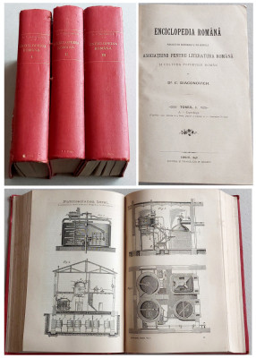 Enciclopedia Romana 3 volume - C. Diaconovici, Astra Sibiu 1898-1904 foto