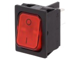 &Icirc;ntrerupător ROCKER DPST 20A/250VAC, roşu, IP40 - Seria 1835