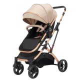 Carucior 2 in 1 pliabil si reversibil pentru bebelusi, cu cos de depozitare, 0-36 luni, pana la 15 kg, bej
