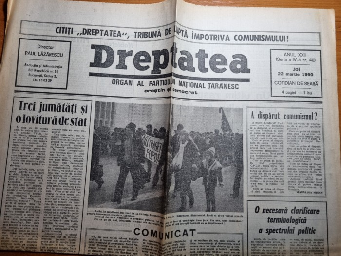 dreptatea 22 martie 1990