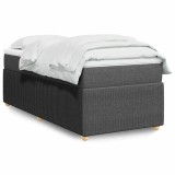 VidaXL Pat box spring cu saltea, gri &icirc;nchis, 90x200 cm, textil 3285540