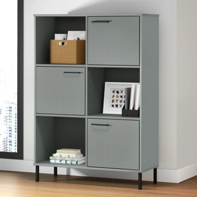 Gossi biblioteca cu picioare metalice oslo, gri, 90x35x128,5 cm, lemn foto