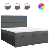 Cumpara ieftin Pat box spring cu saltea, gri inchis, 200x200 cm, textil