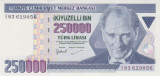 Bancnota Turcia 250.000 Lire 1970 (1998) - P211 UNC