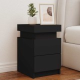 vidaXL Noptiere cu lumini LED, 2 buc., negru, 35x39x55 cm 836752